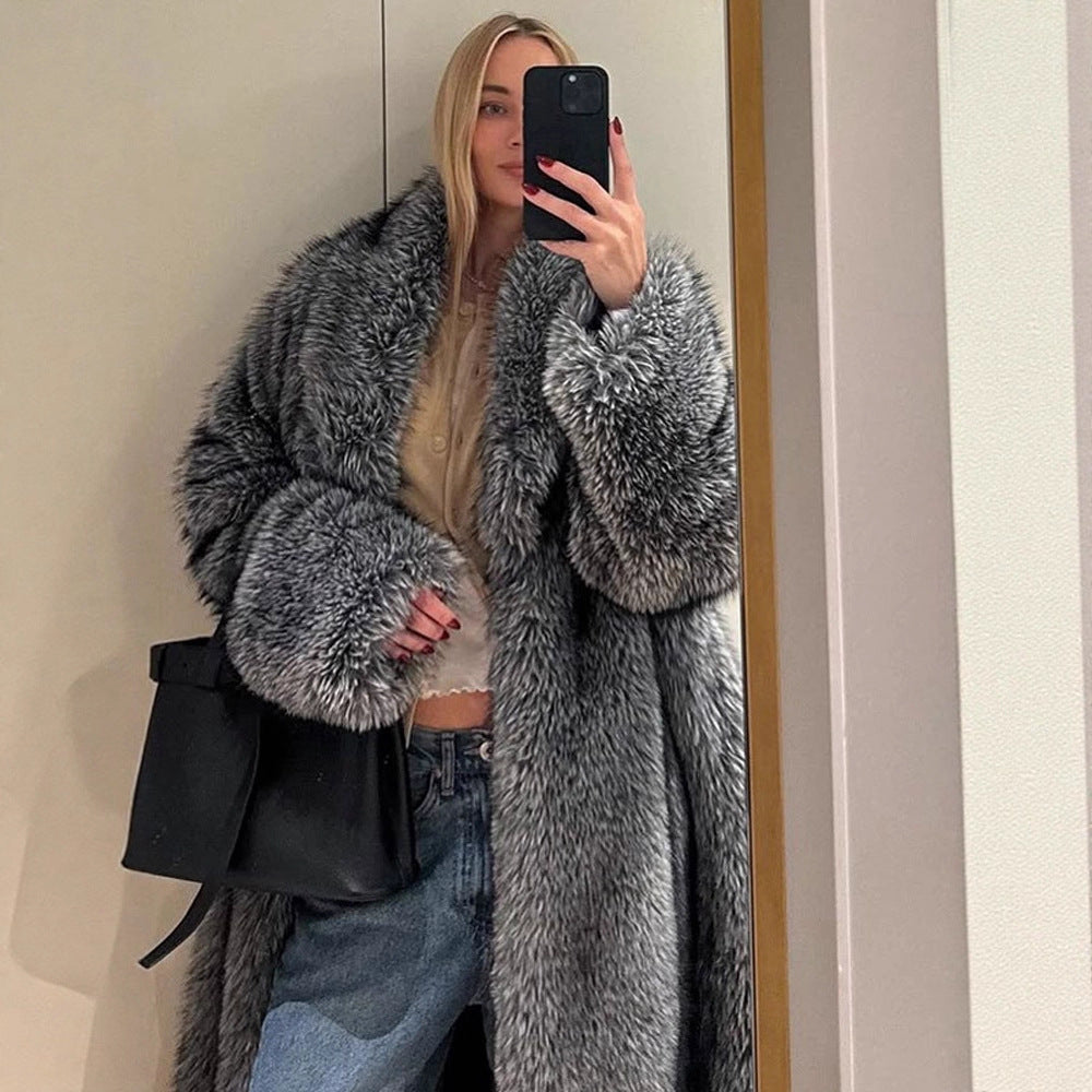 Damen Oversized Kunstfellmantel Drune