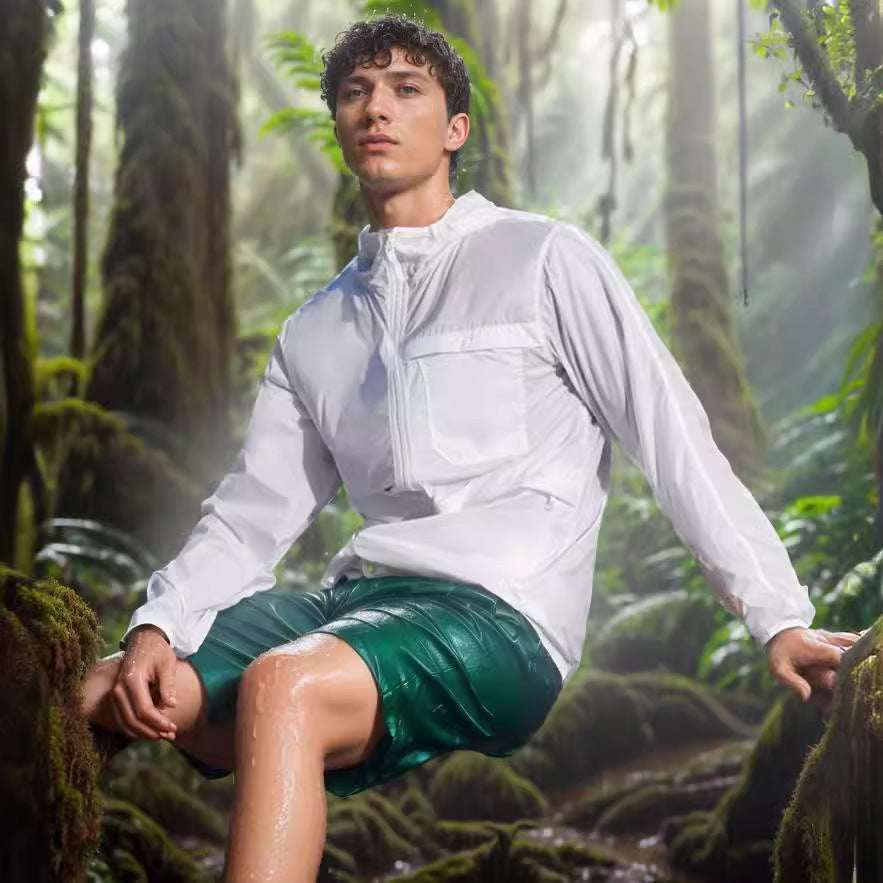 Herren Leichte atmungsaktive Outdoor-Windjacke mit Kapuze und Reißverschluss Drune