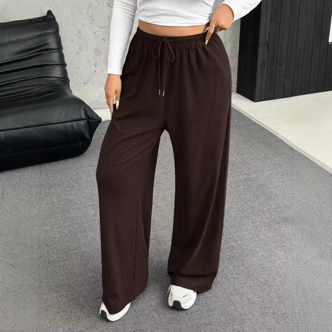 Damen nan weite Relaxhose mit hohem Bund elastischem Kordelzug und weitem Bein Drune