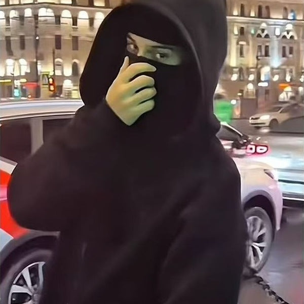 Damen stylische Kapuzenjacke mit integriertem Gesichtsschutz Drune