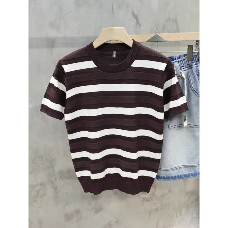 Herren Kurzarm T-Shirt mit modernem Streifenmuster Drune