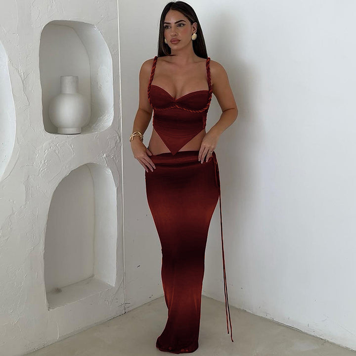 Damen Elegantes Maxikleid mit Taillenschnitt und verführerischem Schnitt Drune