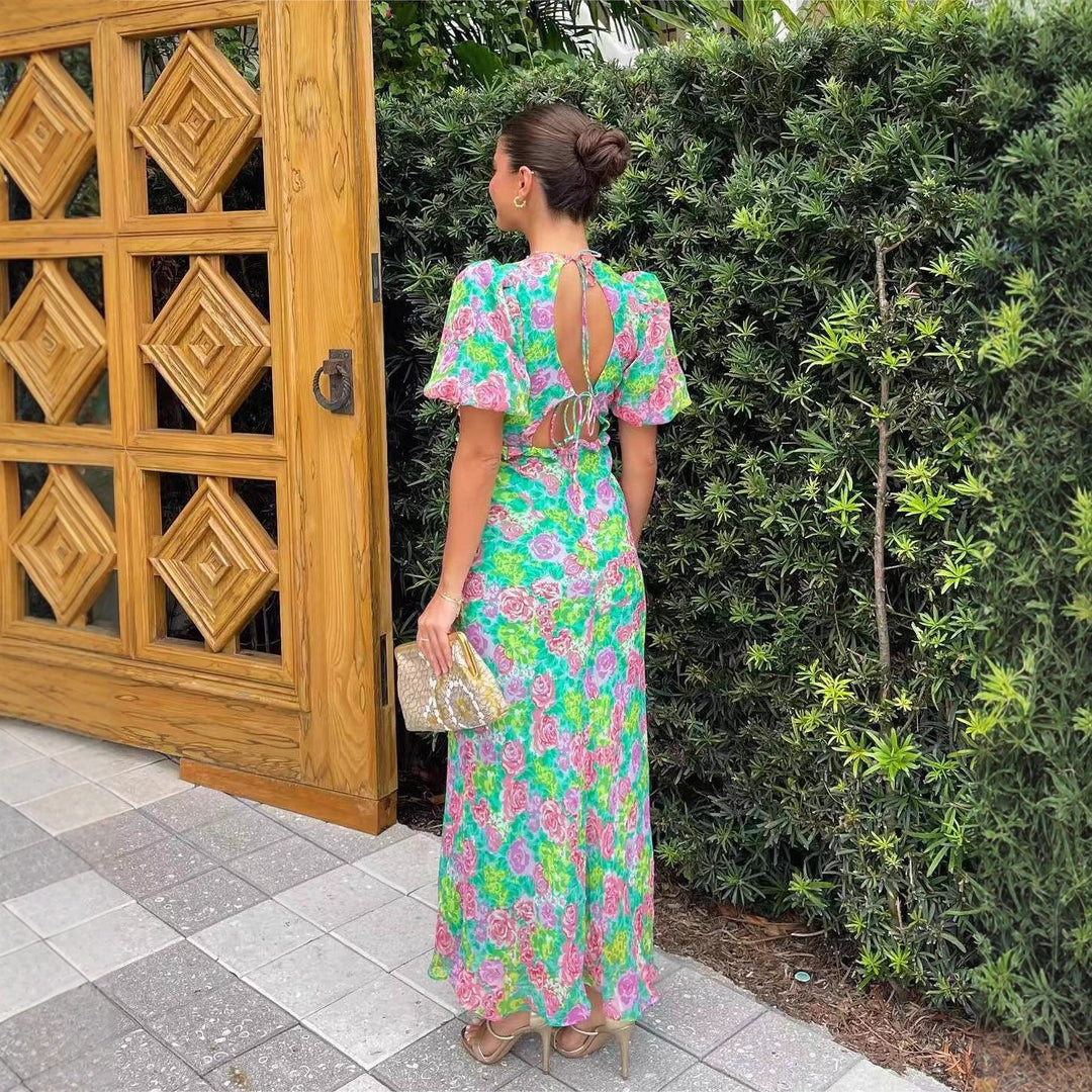 Damen Maxi-Kleid mit romantischem Flora-Design und fließendem Schnitt Drune