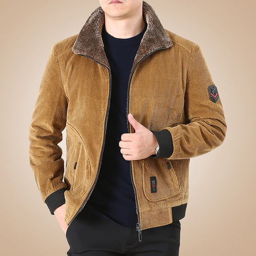 Herren Lässige Cordjacke mit Fleecefutter Drune