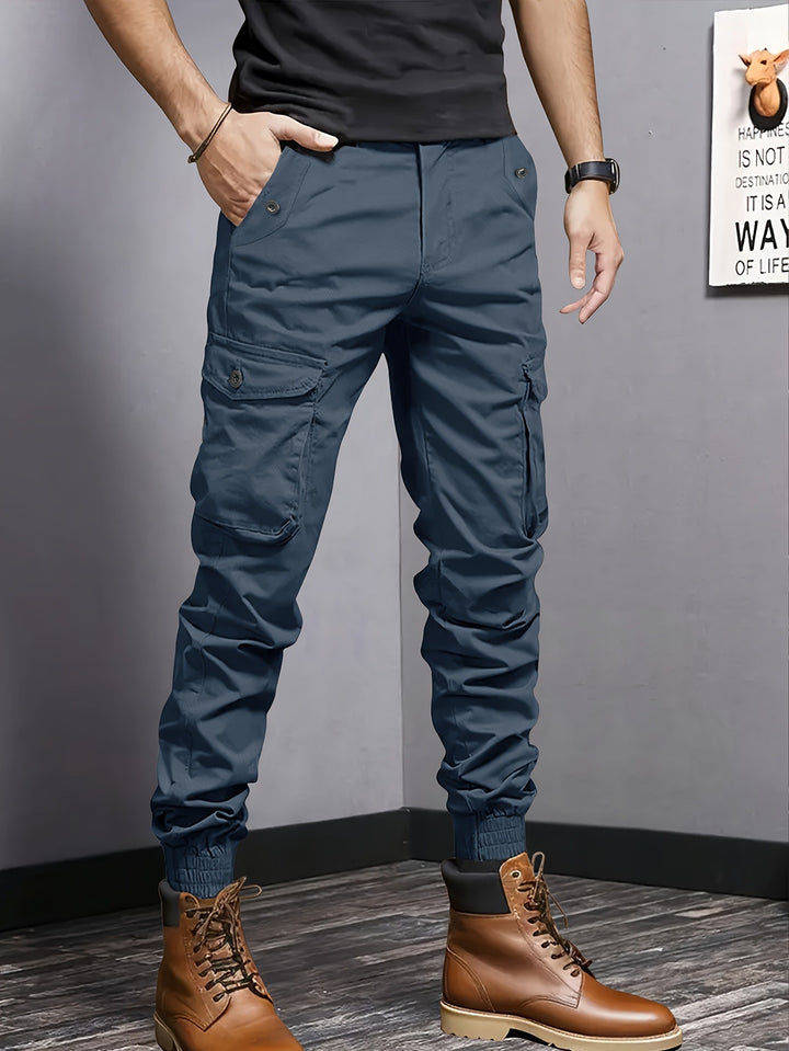 Herren Cargo-Joggerhose mit elastischem Bund, Tunnelzug und Multifunktionstaschen Drune