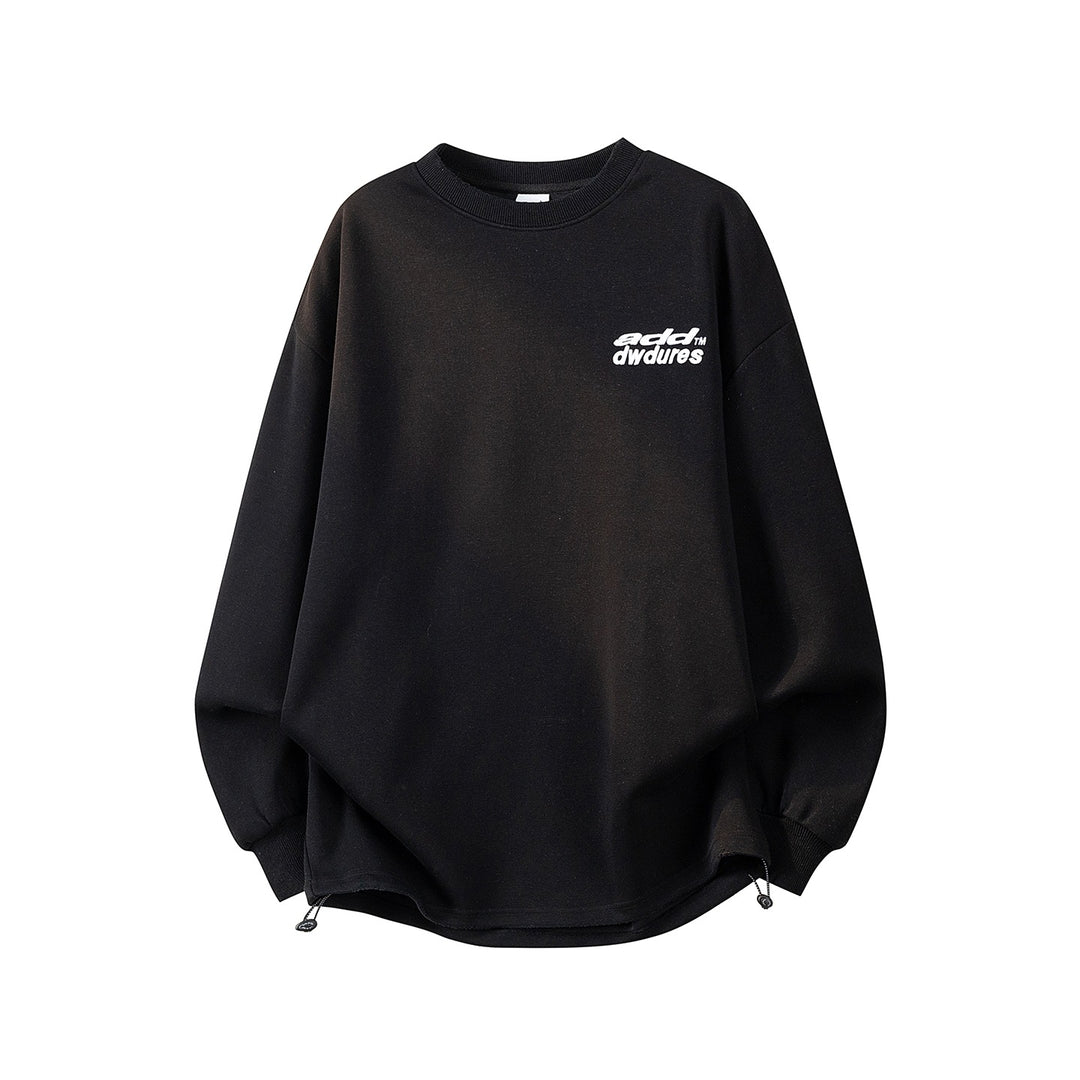 Damen Oversize-Sweatshirt mit gesticktem Schriftzug, abgerundetem Saum & überschnittener Schulter Drune