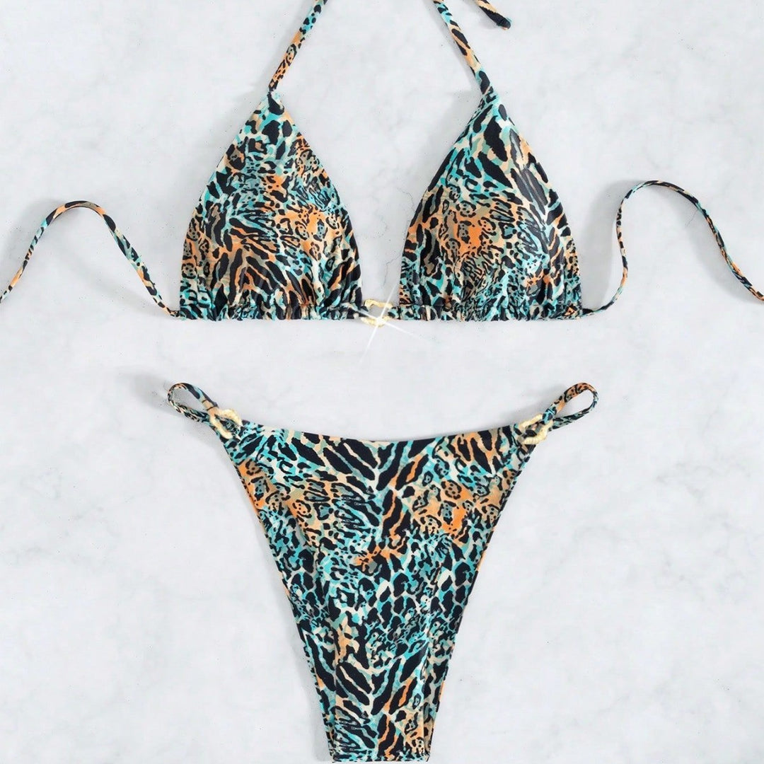 Damen Triangel-Bikini mit exotischem Tiermuster Drune