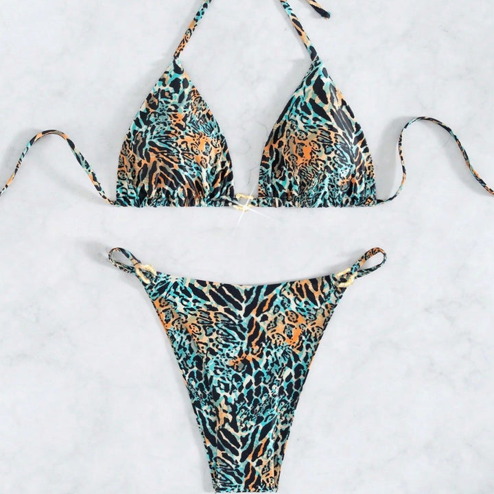 Damen Triangel-Bikini mit exotischem Tiermuster Drune