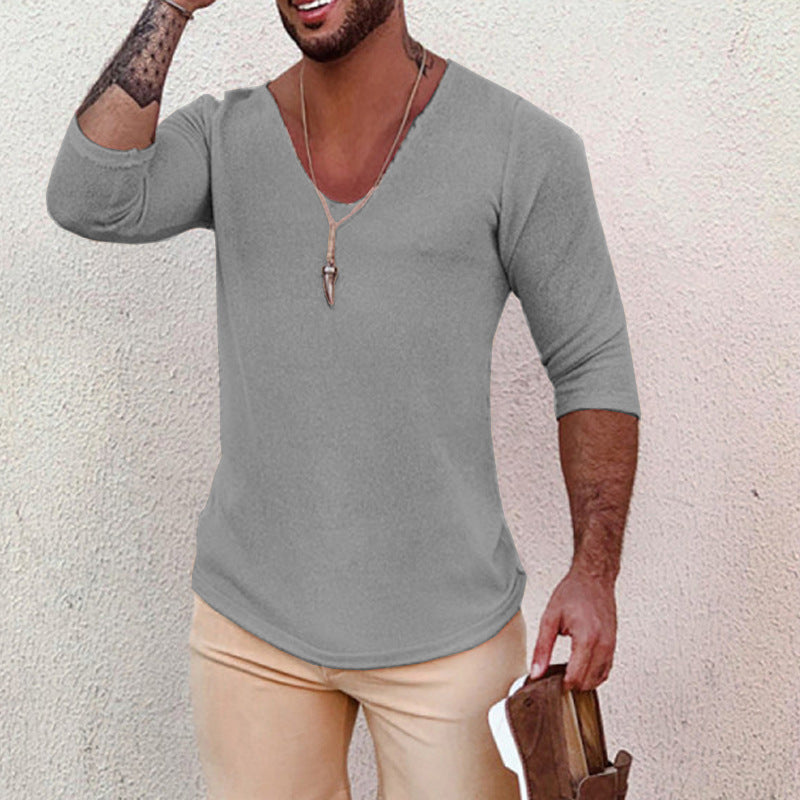 Herren V-Ausschnitt Shirt mit innovativem Strukturdesign Drune