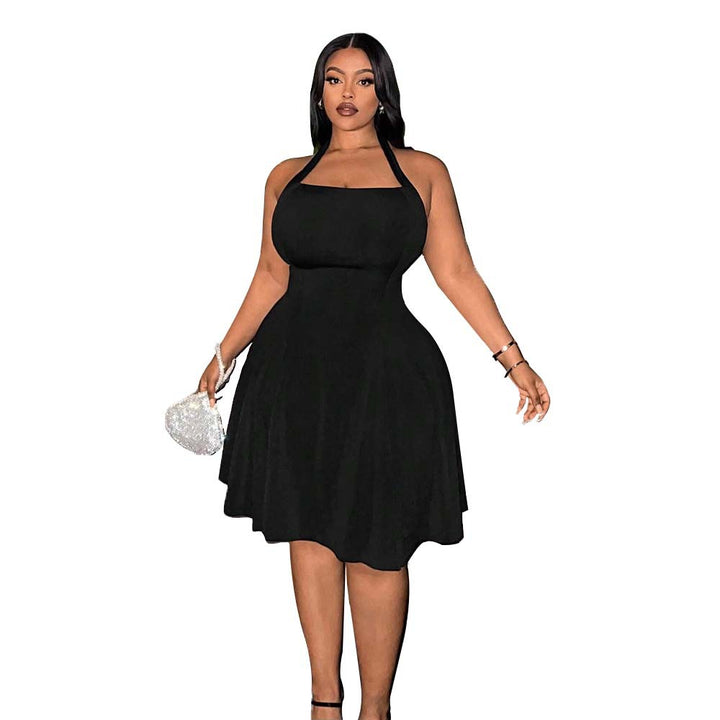 Damen A-Linien Freizeitkleid mit schulterfreiem Design und schwingendem Rock Drune