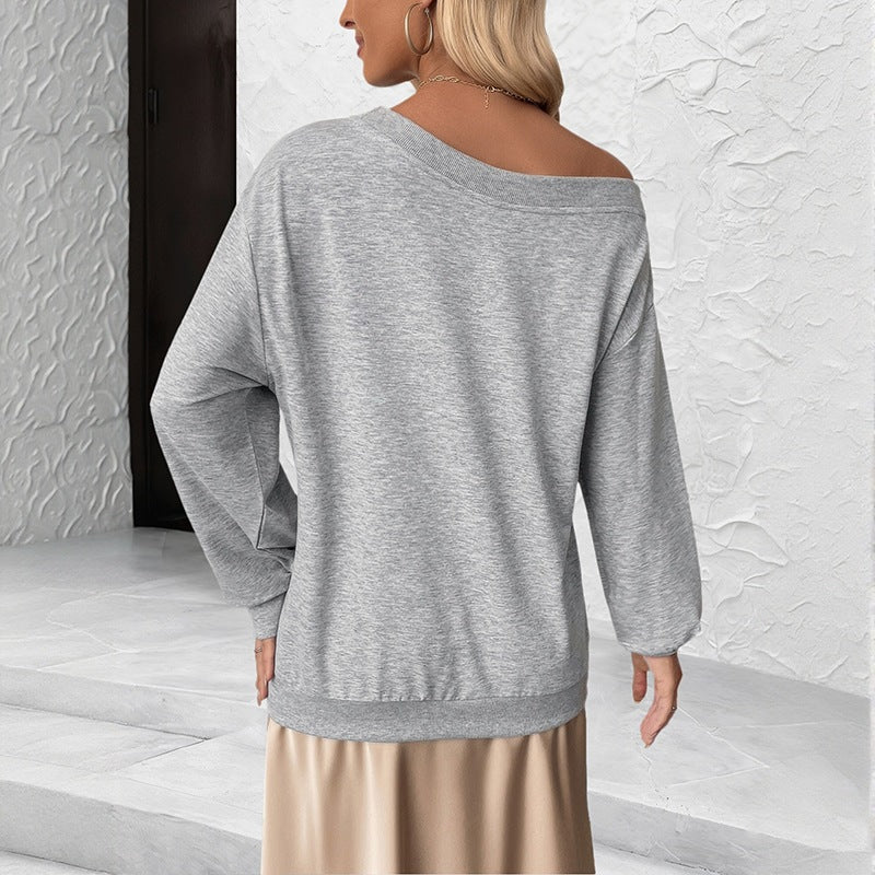 Damen Lässiger Sweatshirt mit Blumenapplikationen Drune