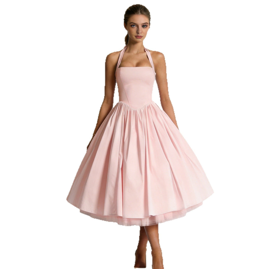 Damen Elegantes A-Linien Cocktailkleid mit schulterfreier Halterung und weichem Baumwollstoff Drune