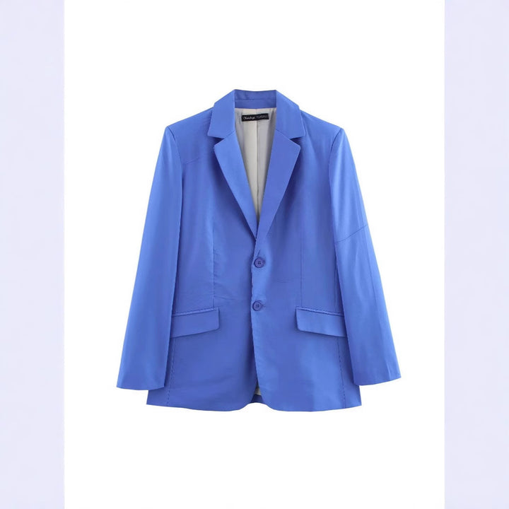 Damen Oversize Einreihiger Blazer mit Notch-Revers, zwei Knöpfen und Pattentaschen Drune
