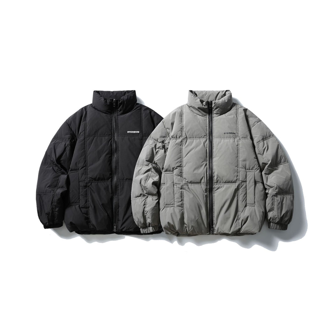 Herren Boxy-Steppjacke mit hohem Standkragen, Karo-Steppung und elastischem Saum Drune