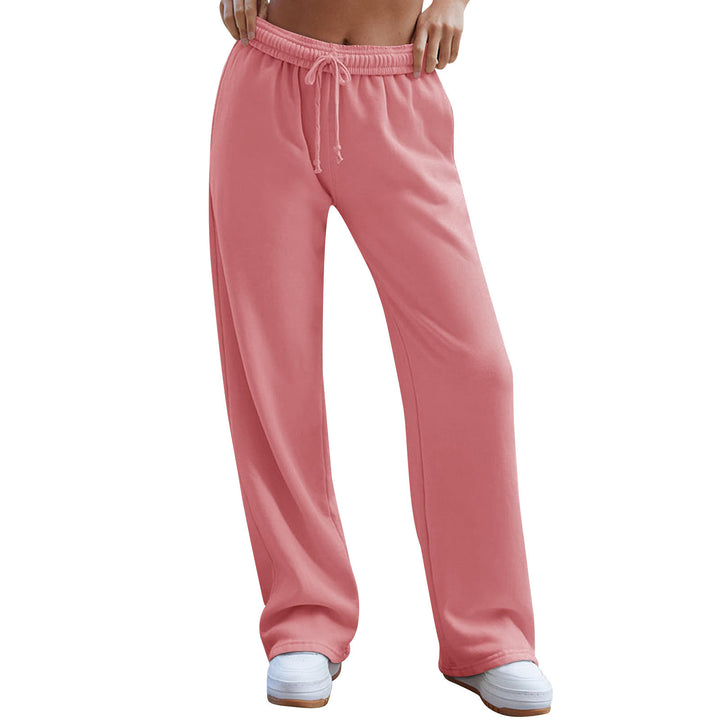 Damen nan weite Komfort-Loungehose mit hochgeschnittener Taille, elastischem Bund und Kordelzug Drune