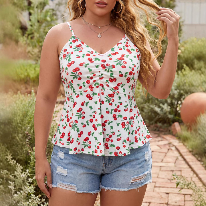 Damen, luftiges Blumenshirt mit Spaghettiträgern Drune