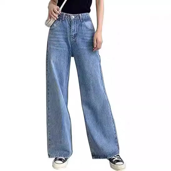 Damen weite Hochtaillen-Jeans mit komfortablem Sitz und lässigem Stil Drune