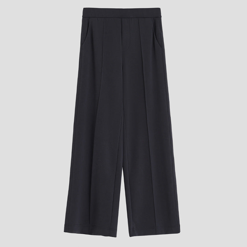 Damen Weite Palazzo-Hose aus Ponte-Jersey mit elastischem Komfortbund und Bügelfalte Drune