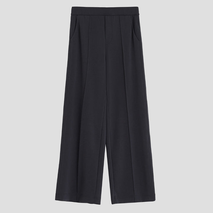 Damen Weite Palazzo-Hose aus Ponte-Jersey mit elastischem Komfortbund und Bügelfalte Drune