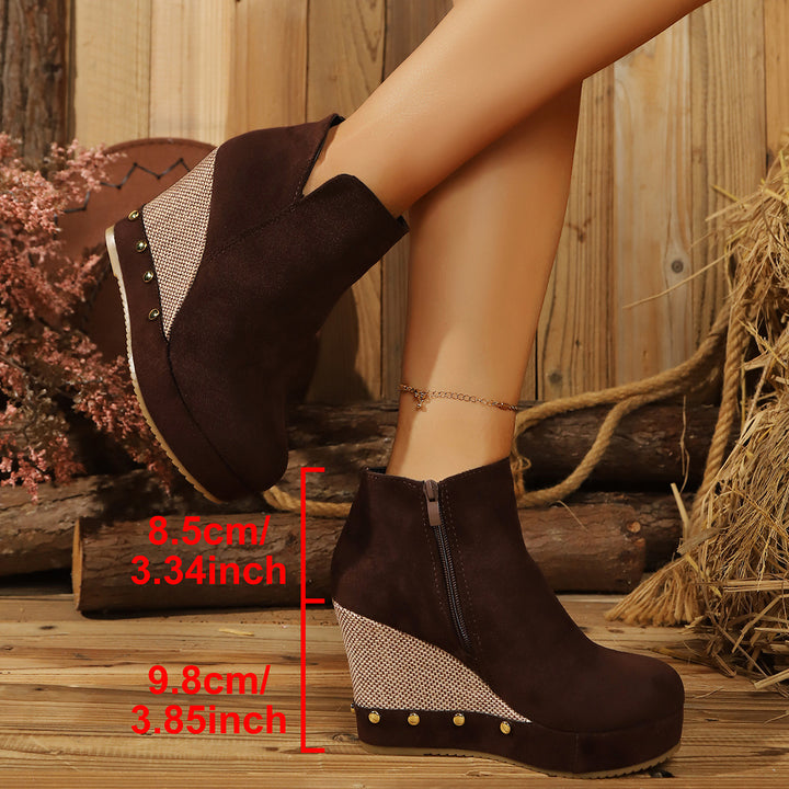 Damen Wedge-Stiefelette mit Eleganter Struktur Drune