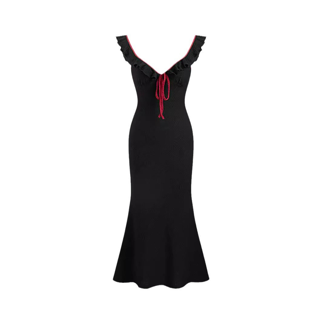Damen Fließendes Maxikleid mit Rüschendetails Drune