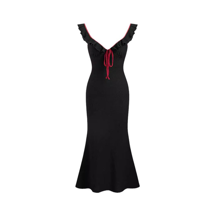 Damen Fließendes Maxikleid mit Rüschendetails Drune