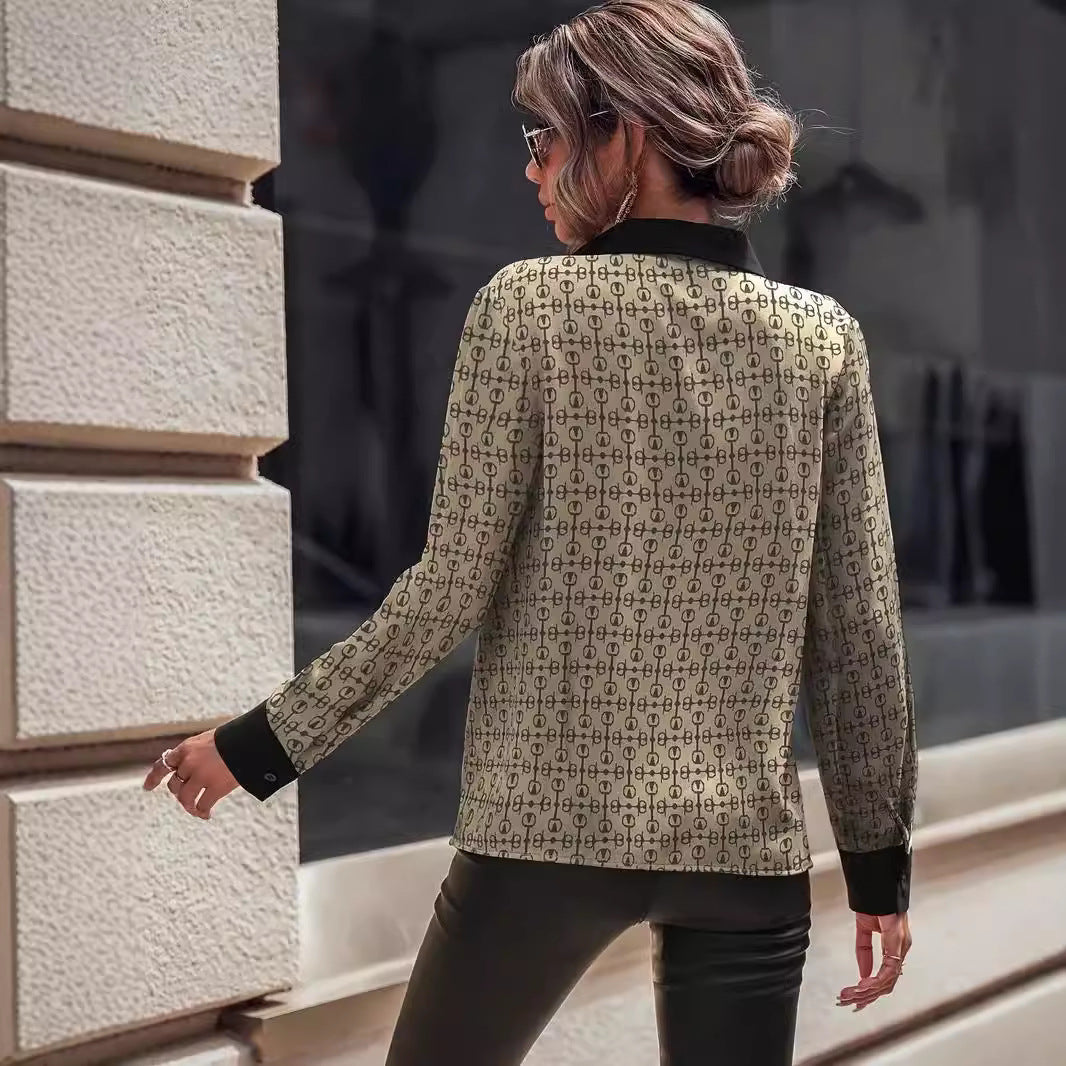 Damen Bluse mit modernem Mustermix und elegantem V-Ausschnitt Drune