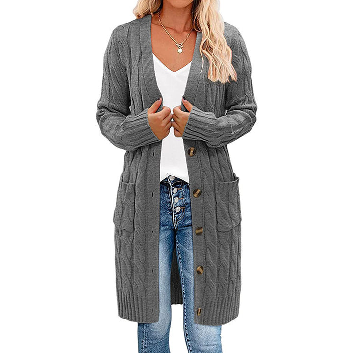 Damen Grobstrickcardigan mit Taschen und Knopfdetails Drune