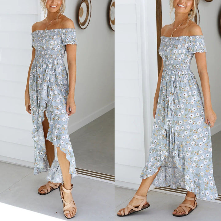 Damen Off-Shoulder Maxikleid mit floralem Print und lässigem Schnitt Drune