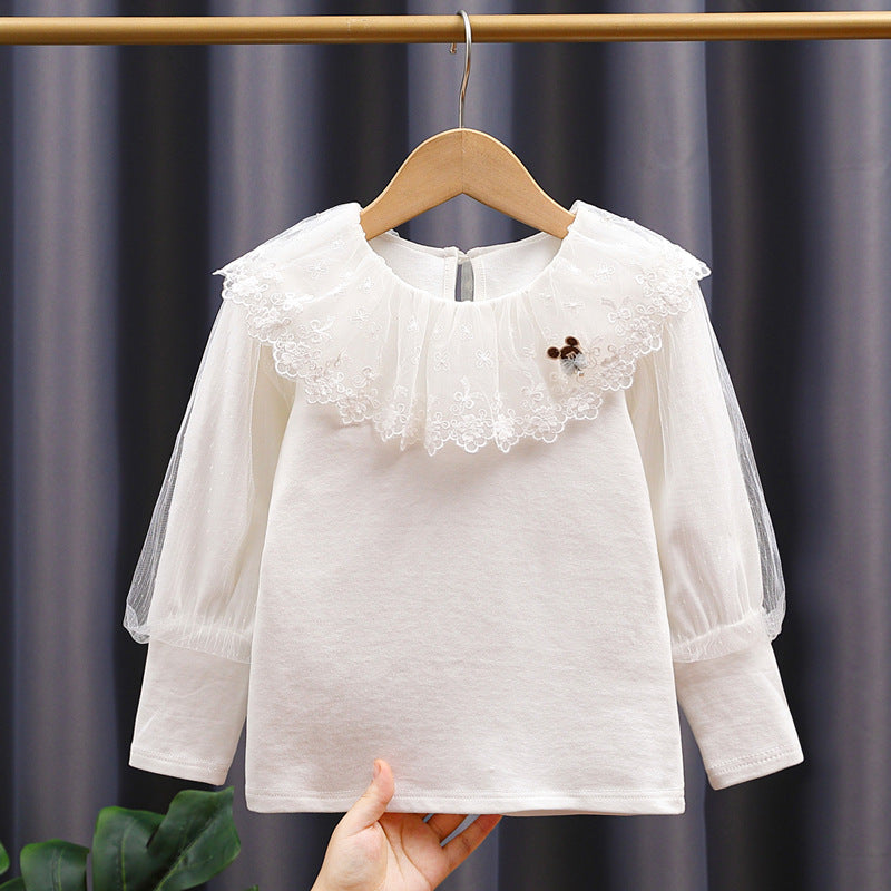 Mädchen Bluse mit voluminösem Tüllkragen Drune