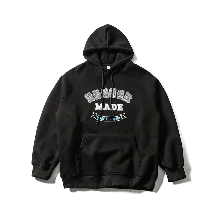 Unisex Oversize-Kapuzenpullover aus schwerer Baumwollmischung mit Frontprint und Kängurutasche Drune