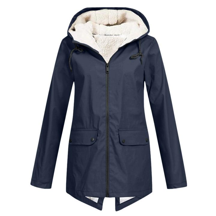 Damen wetterfeste und gefütterte Regenjacke mit verstellbarem Kapuzenkragen Drune