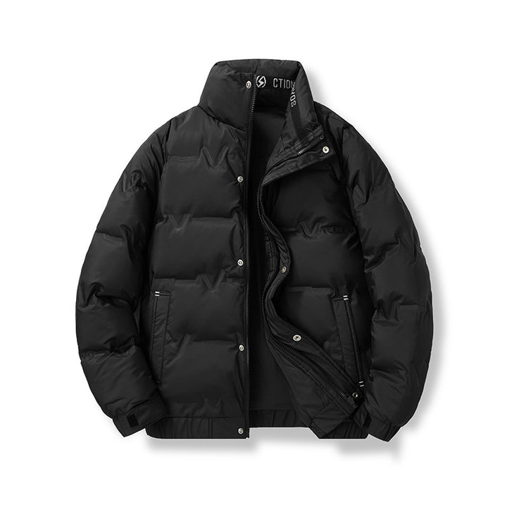 Herren wattierte Steppjacke mit hohem Stehkragen und verdeckter Reißverschluss-Front Drune