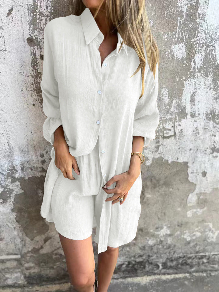 Damen Langärmlige Hemdbluse im Oversize-Stil mit Knopfleiste Drune