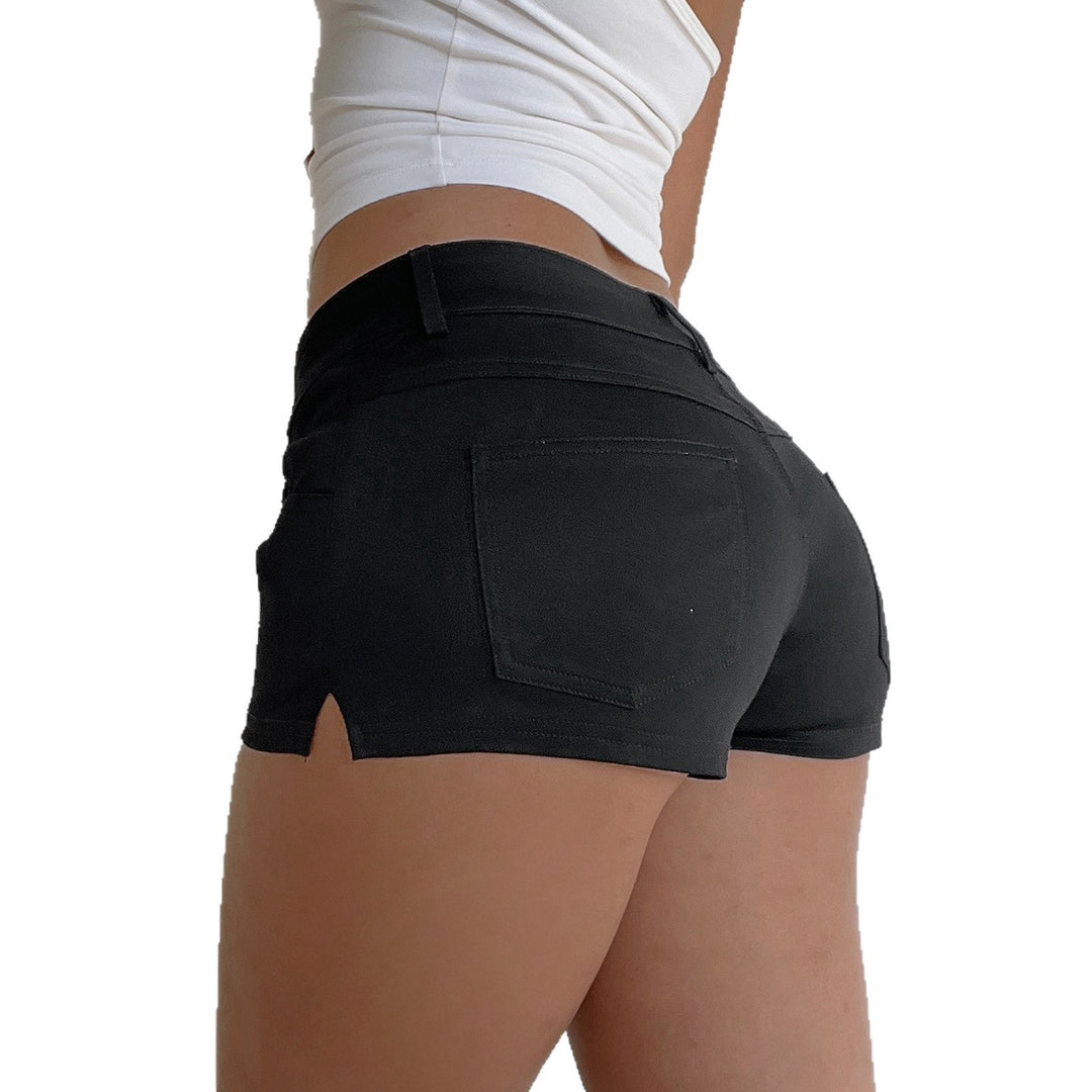 Damen trendige Shorts mit hohem Bund und elastischem Material Drune