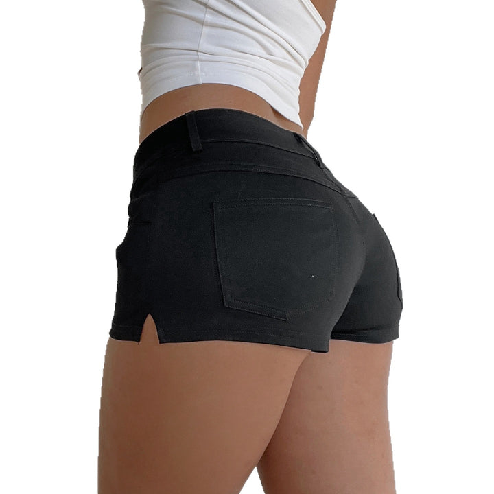 Damen trendige Shorts mit hohem Bund und elastischem Material Drune