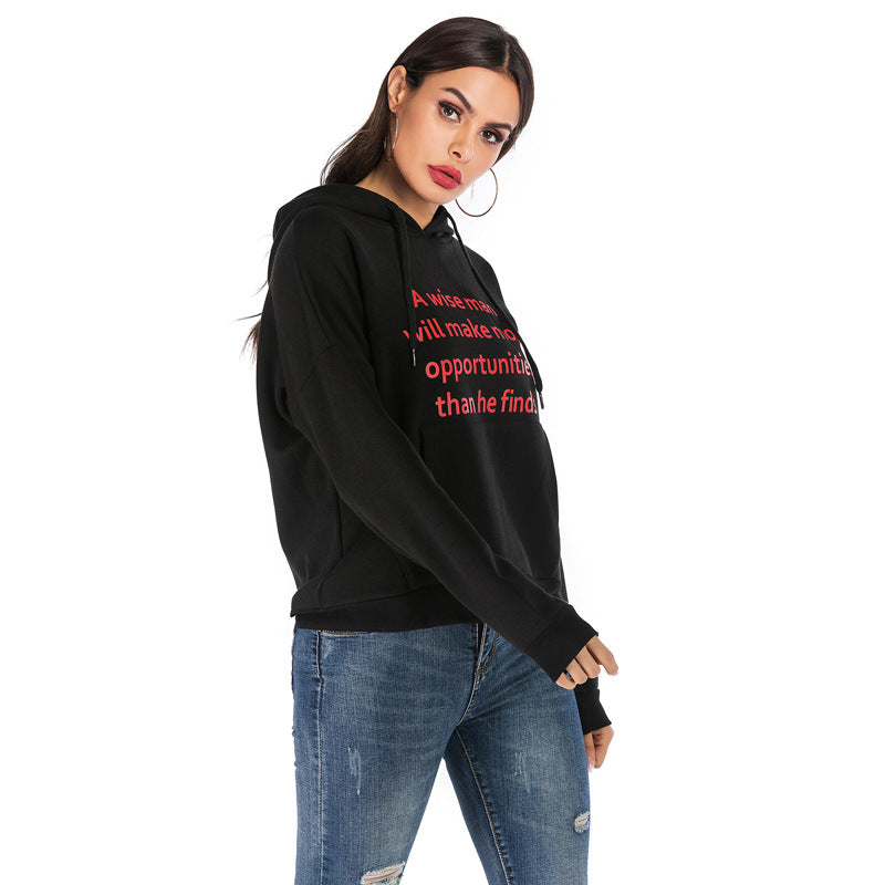Damen Kapuzenpullover mit Statement-Print, Kängurutasche und Oversize-Schnitt Drune