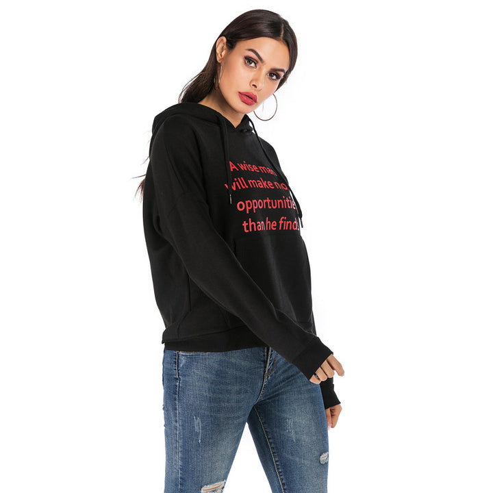 Damen Kapuzenpullover mit Statement-Print, Kängurutasche und Oversize-Schnitt Drune