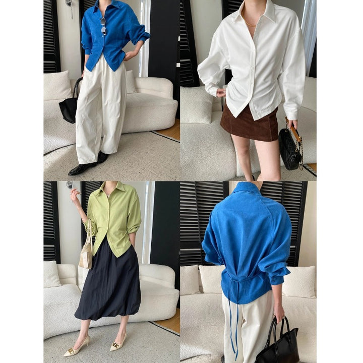 Damen lässige Hemdbluse mit oversized Schnitt und praktischen Funktionen Drune