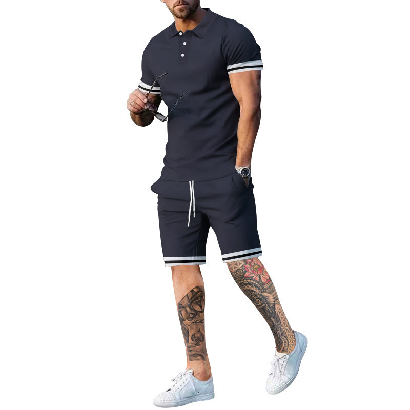 Herren Poloshirt und Shorts-Set mit sportlichen Akzenten Drune