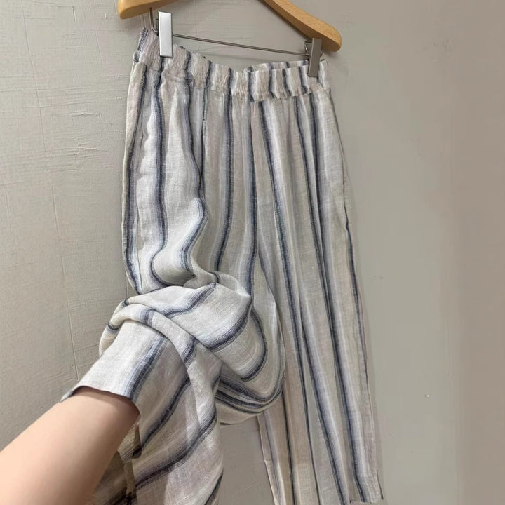 Damen Relaxed Fit Gestreifte Leinen Culottes Drune