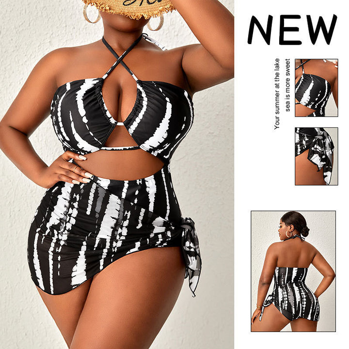 Damen Cut-Out Badeoberteil mit Wickelrock Drune