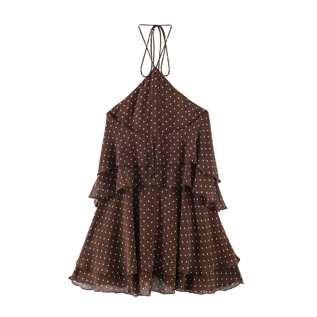 Damen Sommerkleid mit voluminösen Rüschendetails und tiefem V-Ausschnitt Drune