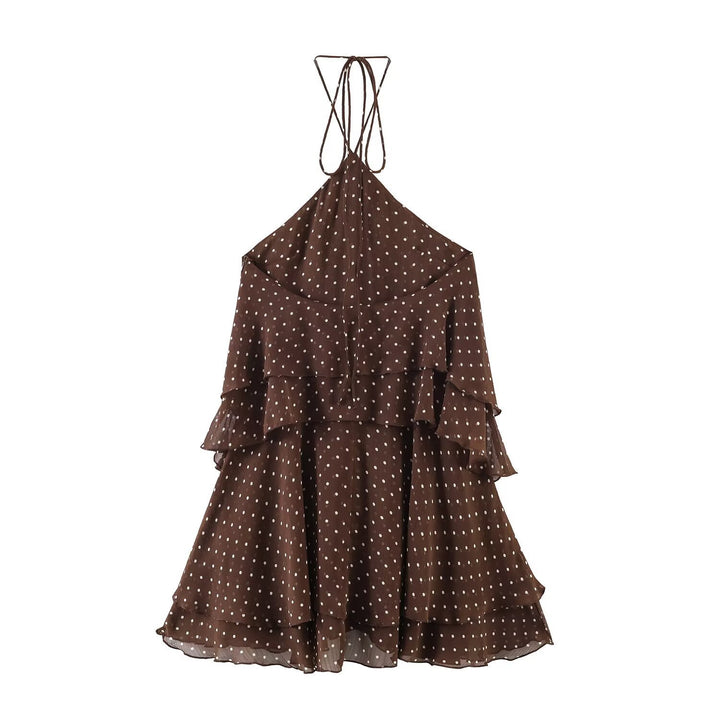 Damen Sommerkleid mit voluminösen Rüschendetails und tiefem V-Ausschnitt Drune