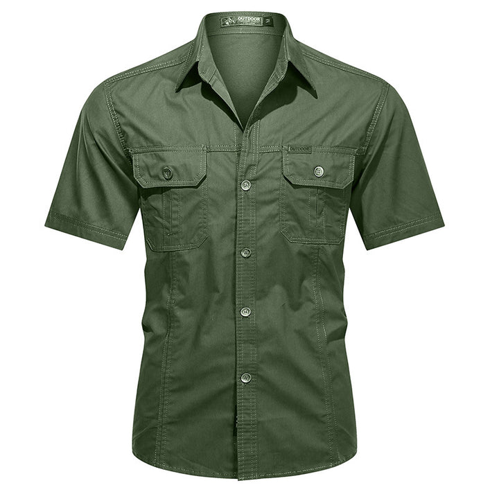 Herren nan langärmliges Baumwollmix-Arbeitshemd mit Kentkragen und Doppel-Brusttaschen Drune