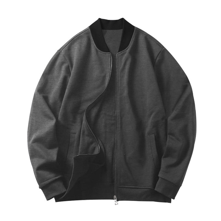 Herren Minimalistische Bomberjacke mit durchgehendem Reißverschluss, geripptem Stehkragen & Eingrifftaschen Drune