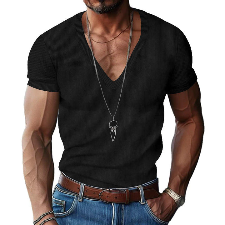 Herren Kurzarm V-Ausschnitt T-Shirt Drune
