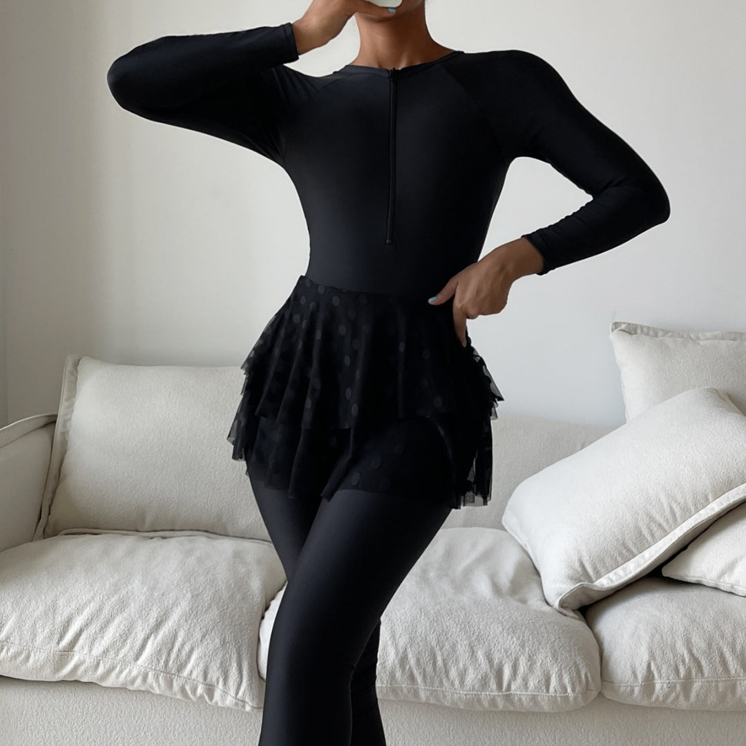 Damen Sportlicher Schwimmanzug mit schwingendem Rock Drune