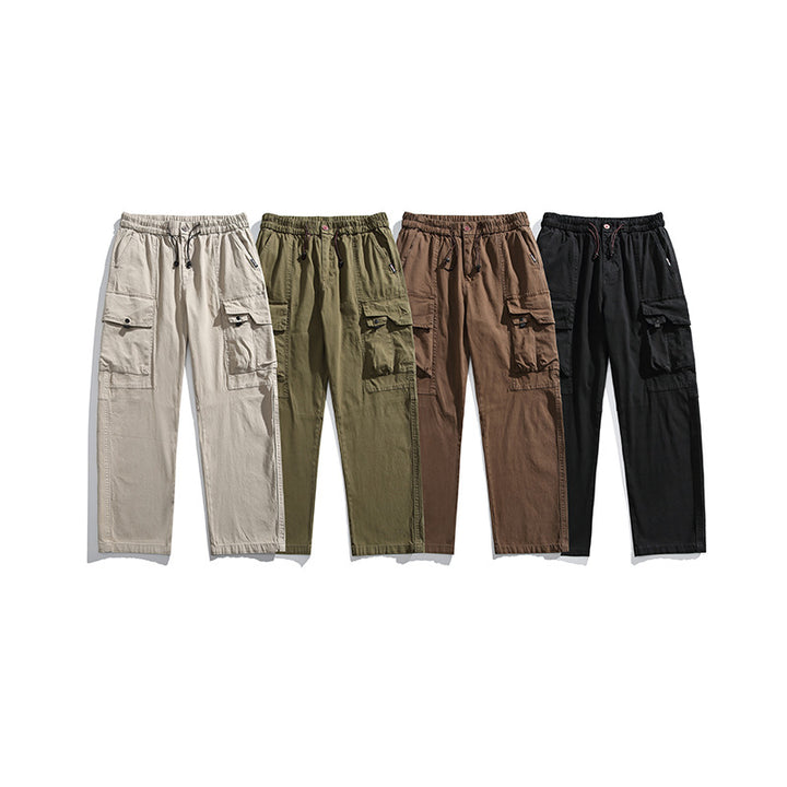 Herren Leichte Utility-Cargohose aus Baumwollmix mit Elastikbund, Kordelzug und Mehrfachtaschen Drune