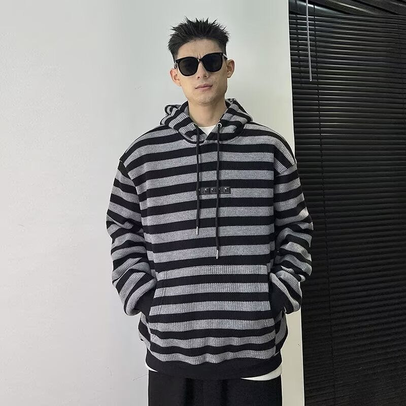 Herren Modischer Hoodie mit Streifenmuster Drune
